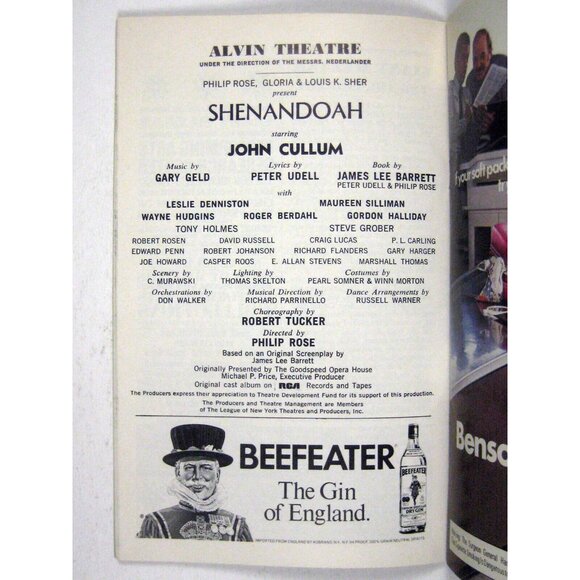 Shenandoah Playbill 1976 Alvin Theatre John Cullum Leslie Denniston Tony Holmes - Picture 4 of 7